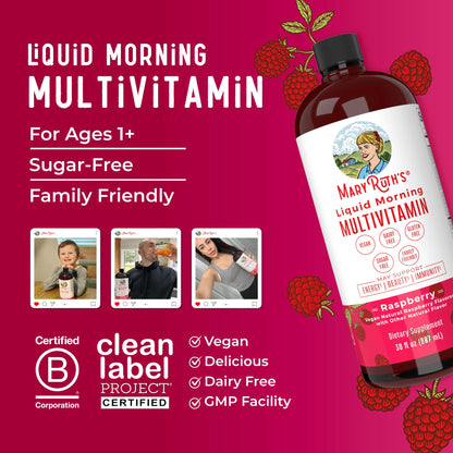 Mary Ruth's™ Liquid Morning Multivitamin, Raspberry Flavor, 30-ounce Bottle