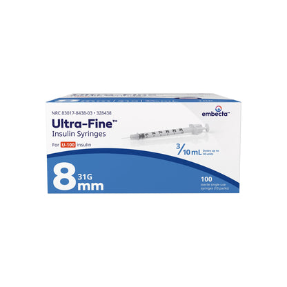 Standard Insulin Syringe with Needle Ultra-Fine™ 0.3 mL 5/16 Inch 31 Gauge NonSafety Regular Wall