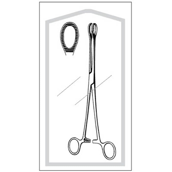 Sponge Forceps Econo Sterile™ Foerster-Ballenger 9-1/2 Inch Length Floor / Office Grade Pakistani Stainless Steel Sterile Locking Finger Ring Handle Straight Fenestrated Serrated Oval Tips