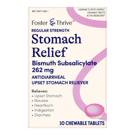 McKesson 70677108001 Foster & Thrive Stomach Relief 262 mg Bismuth Salicylate Chewable Tablets