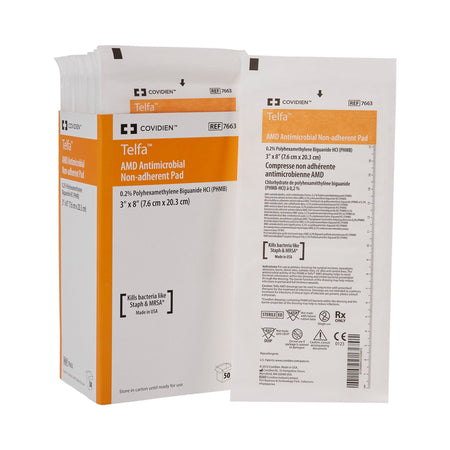 Cardinal 7663 Telfa Impregnated Antimicrobial Dressing, 3 x 8 Inch