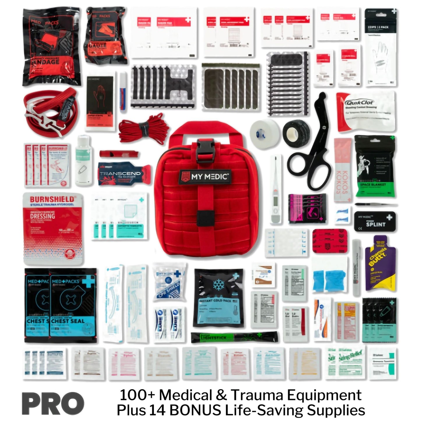 My Medic MYFAK Pro First Aid Kit, Trauma & Medical Supplies for Survival, Red