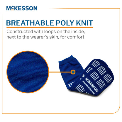 Slipper Socks McKesson Unisex Adult Bariatric / X-Wide Double Tread Single Patient Use Royal Blue