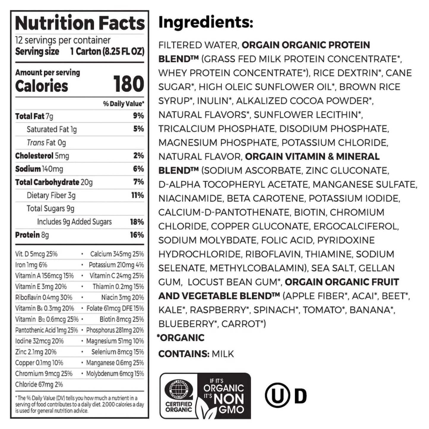 Orgain® Kids® Protein Organic Nutritional Shake, Chocolate, 8.25-ounce carton