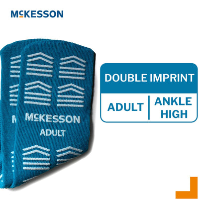 Slipper Socks McKesson Unisex Adult Double Tread Single Patient Use Teal