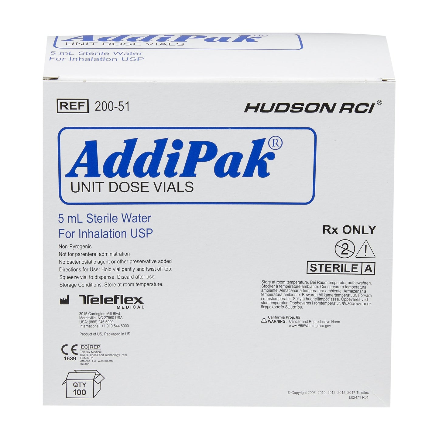 Addipak® Sterile Water Respiratory Therapy Solution, 5 mL Unit Dose Vial