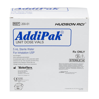Addipak® Sterile Water Respiratory Therapy Solution, 5 mL Unit Dose Vial