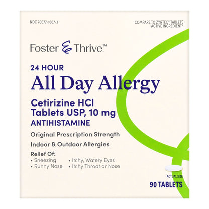 Foster & Thrive™ 24 Hour All Day Allergy Cetirizine HCl USP 10 mg Tablets