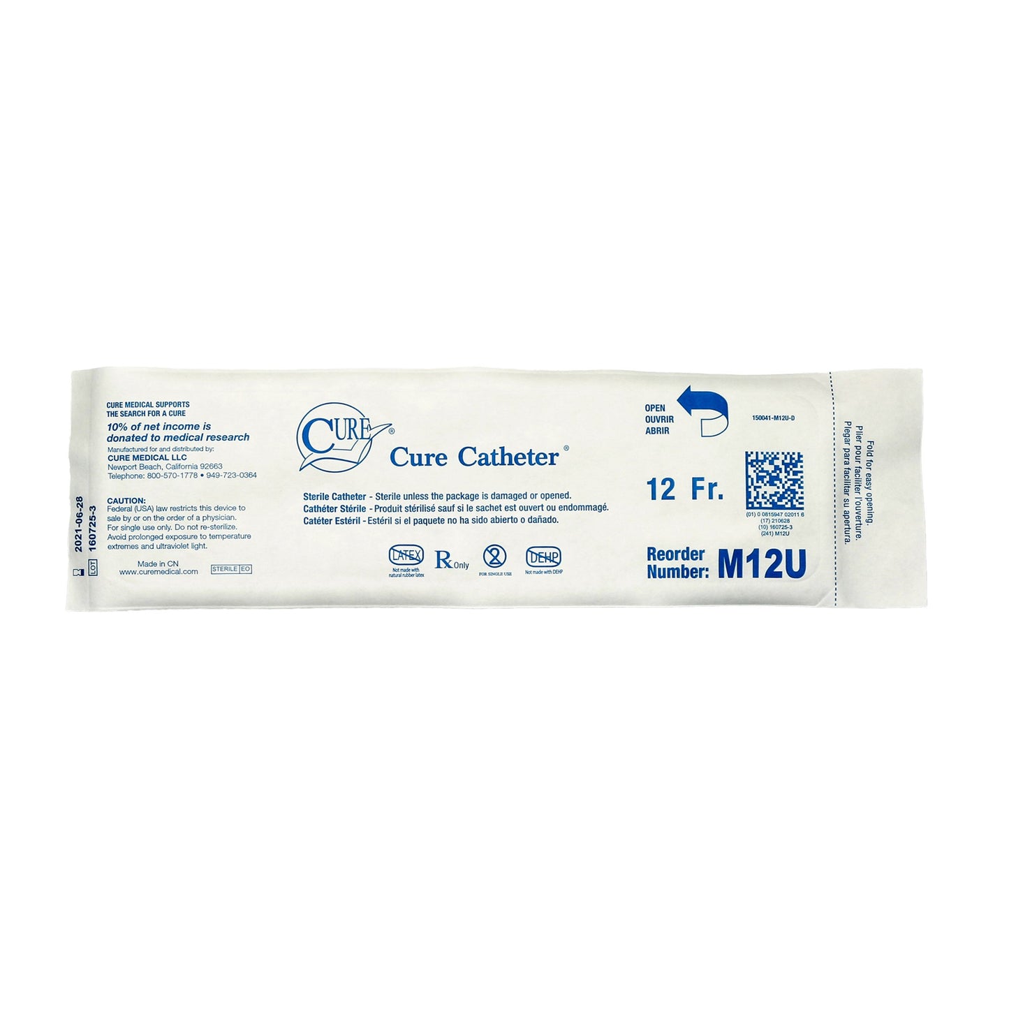 Cure Catheter Urethral Catheter, 12 Fr., Male, Straight by ConvaTec product image - view 2