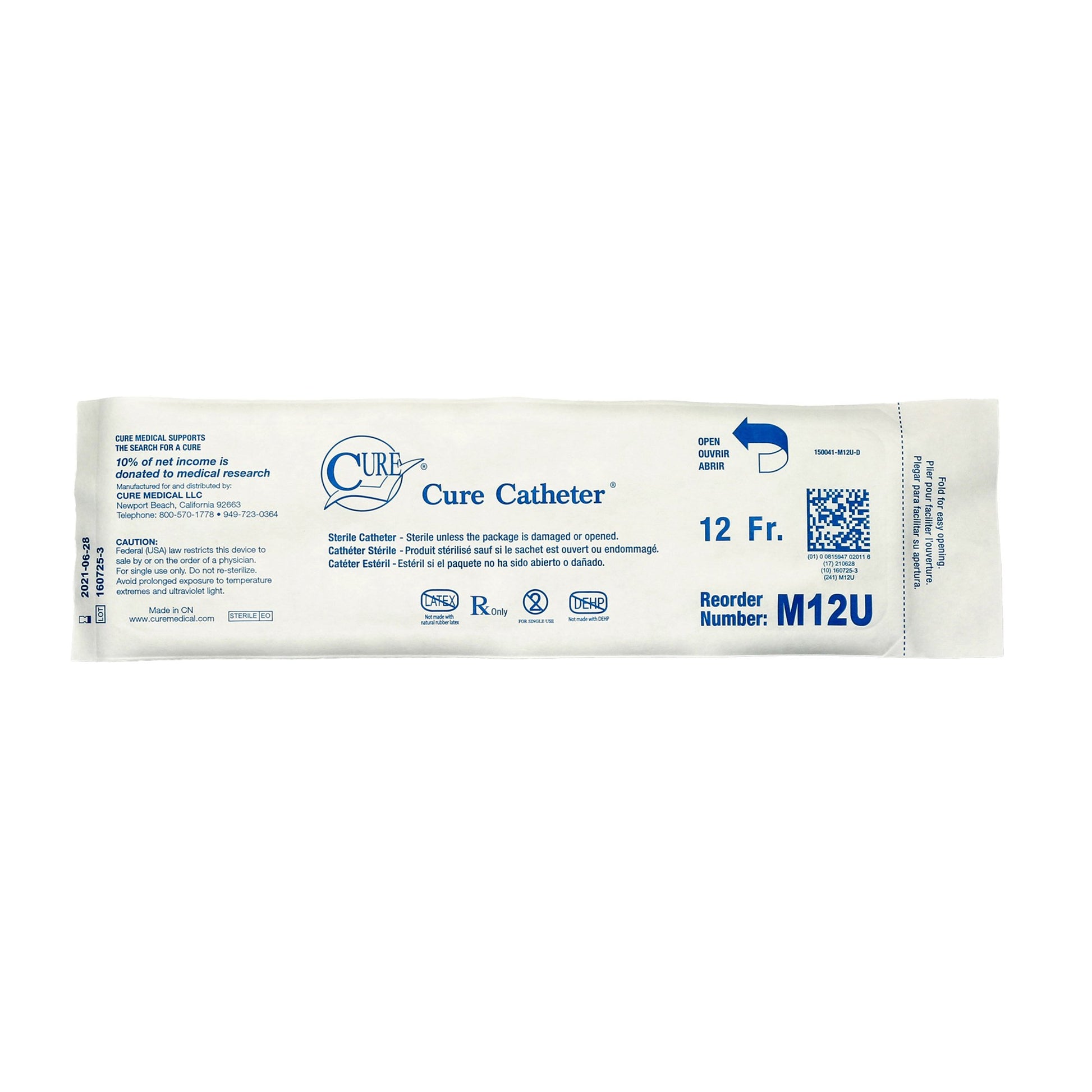 Cure Catheter Urethral Catheter, 12 Fr., Male, Straight by ConvaTec product image - view 2
