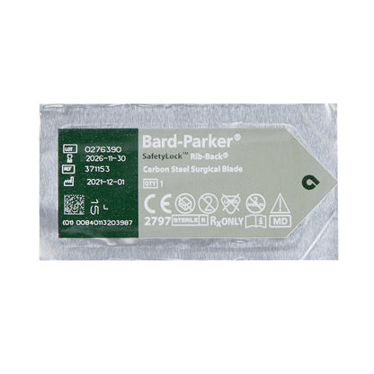 Surgical Blade Bard-Parker® SafetyLock™ Rib-Back® Carbon Steel No. 15 Sterile