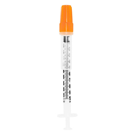 Sol-Millennium 200017SG Sol-Guard Safety 1 mL Insulin Syringe with Needle, 1/2 Inch Length