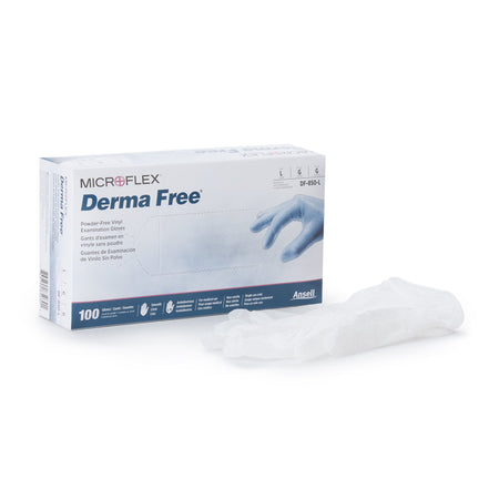 Microflex DF-850-L Derma Free Vinyl Exam Glove, Large, Clear