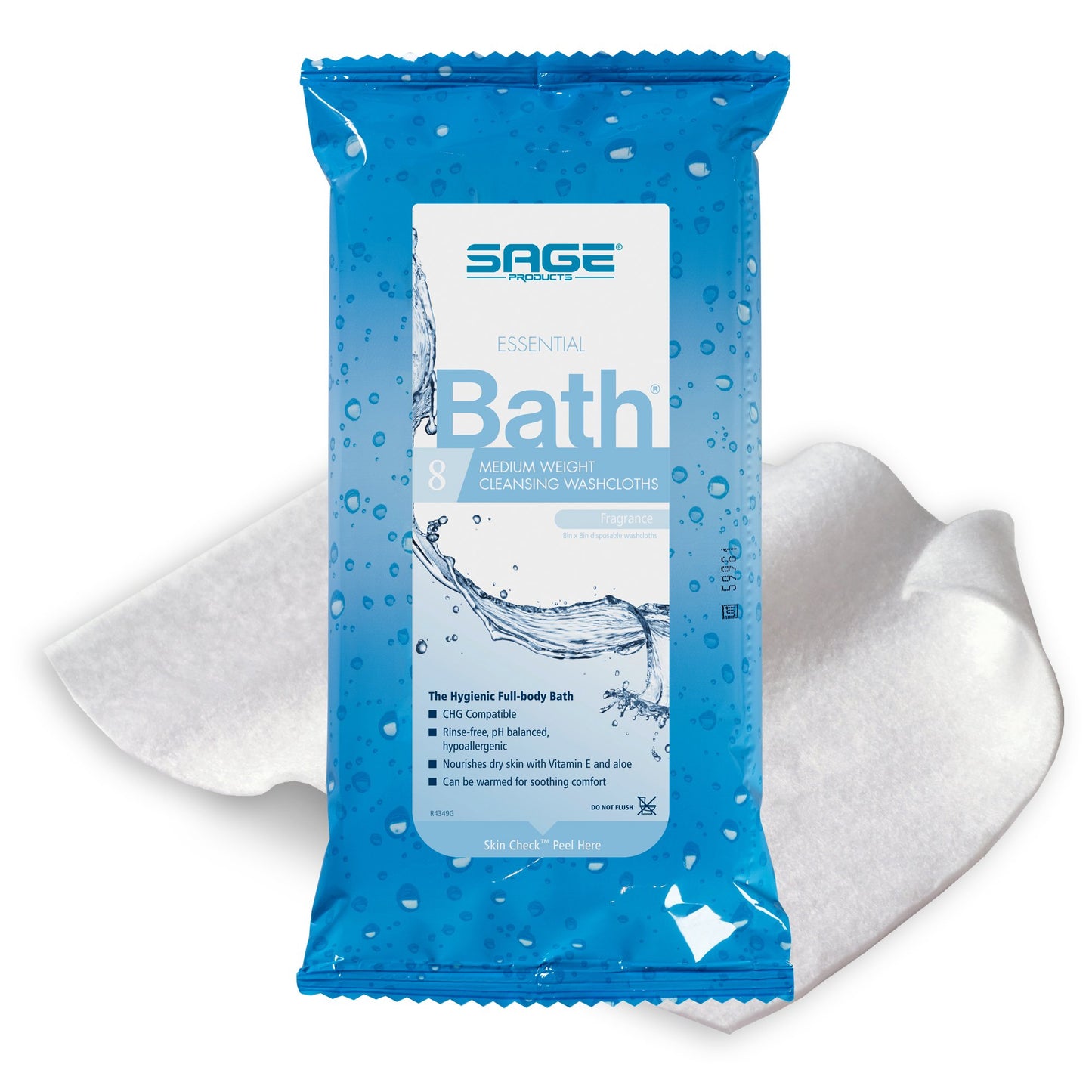 Essential Bath Rinse-Free Wipes, Medium Weight, Soft Pack | Sage 7800