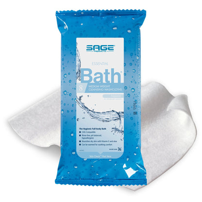 Essential Bath Rinse-Free Wipes, Medium Weight, Soft Pack | Sage 7800
