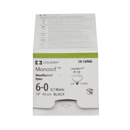 Nonabsorbable Suture with Needle Monosof™ Nylon P-13 3/8 Circle Precision Reverse Cutting Needle Size 6-0 Monofilament