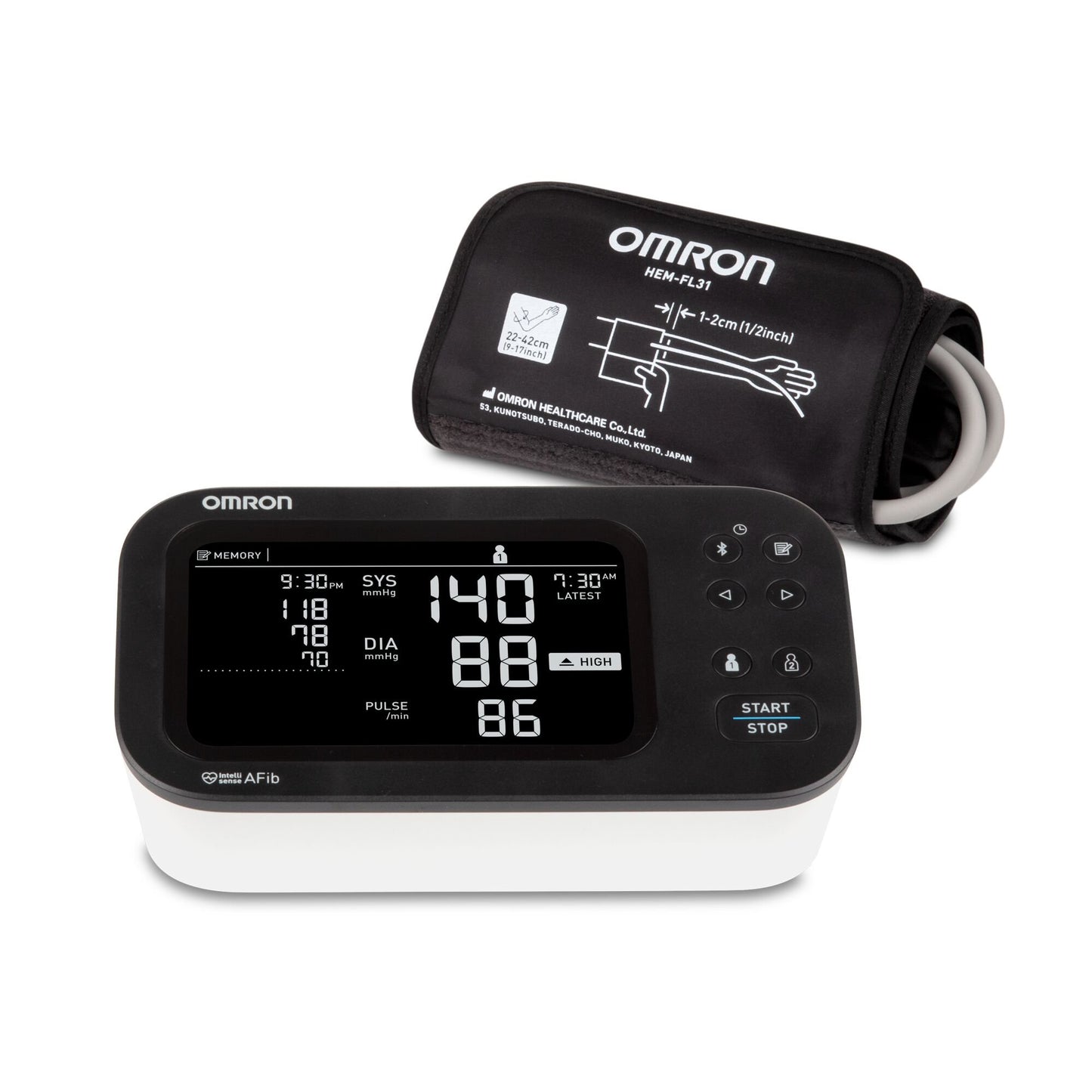 Digital Blood Pressure Monitor Omron 10 Series® Adult Cuff Nylon Cuff 9 to 17 Inch Desk Model