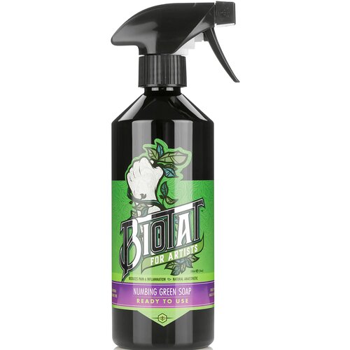 Biotat Ready to Use Numbing Green Soap, 500 mL Spray Bottle