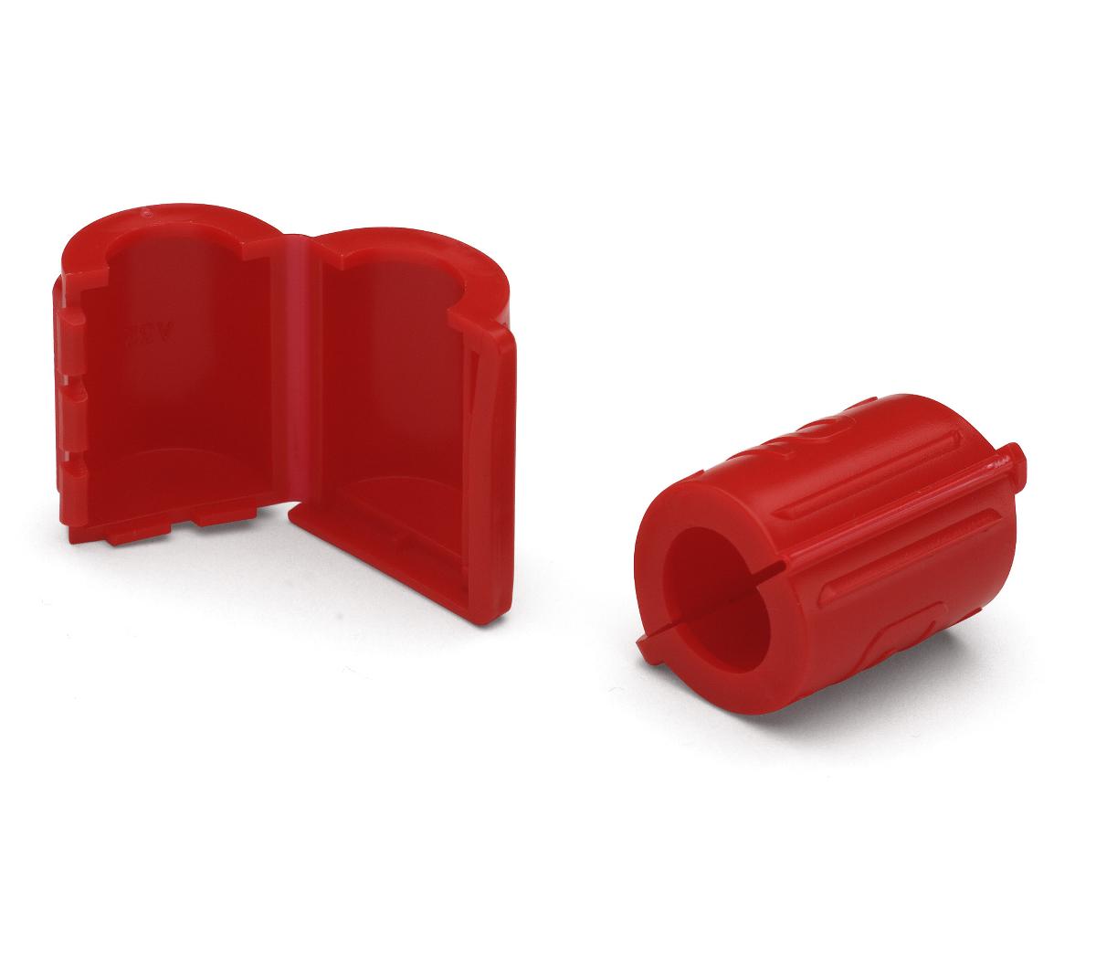 Baxter H9384858 red tamper-resistant IV bag additive port cap with hinged plastic snap closure, 100 per case