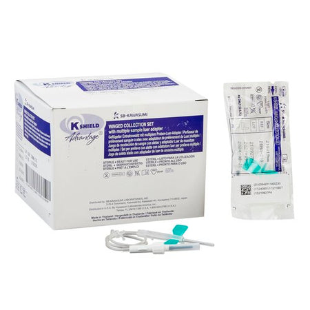 Kawasumi K-Shield Advantage Winged Blood Collection Set, Safety Needle, Sterile, 12" Tubing, 50/Box, 21g, 23g
