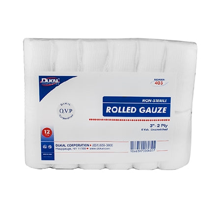 Dukal 403 Conforming Bandage, Cotton, 2-Ply, Roll Shape, NonSterile, 3" x 5yds