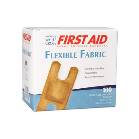 Dukal 1602033 Adhesive Strip American White Cross, 1-1/2 X 3 Inch Fabric Knuckle Tan Sterile, 100/Box