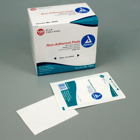 Dynarex Non-Adherent Pads, Sterile, 3" x 4", 3" x 8"