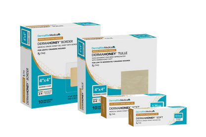 Family of L-Mesitran Honey Soft dressing gel by DermaRite for autolytic debridement and moist wound healing