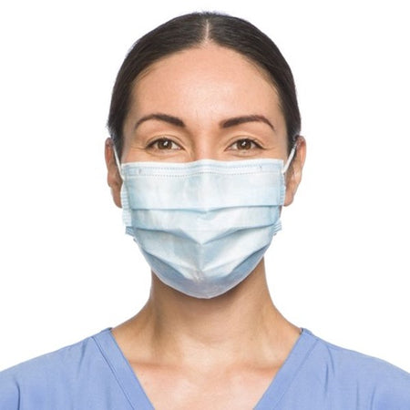 Halyard 47080 Procedure Mask, Blue, 3-Ply Earloop, 50/Box