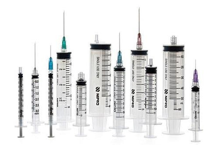 Nipro General Purpose Syringe, Bulk Pack, Luer Lock Tip, Without Safety, 100/Box, 1mL, 3mL, 5mL, 10mL by Nipro Medical.