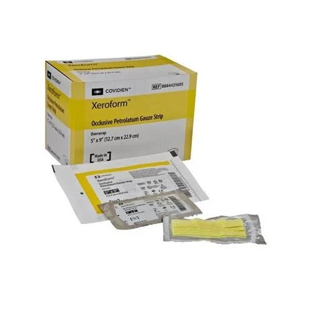 Cardinal Xeroform Occlusive Petrolatum Impregnated Dressing, Fine Mesh Gauze, Bismuth Tribromophenate (Xeroform)/Petrolatum, Sterile, 4" x 4", 25/Box, KEN8884433500