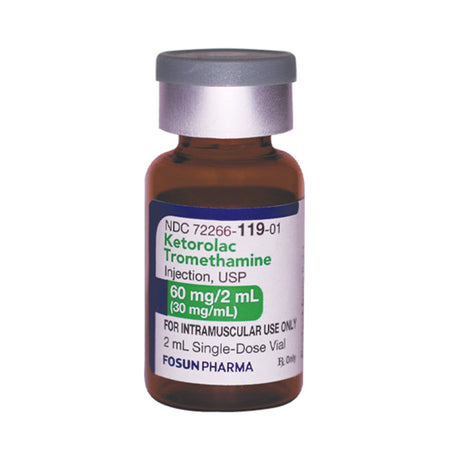 Fosun Pharmaceuticals Ketorolac Tromethamine, Injection, Single Dose Vial, 60mg/2mL, 2mL, 25/Box, 722660-119-25 by Fosun.