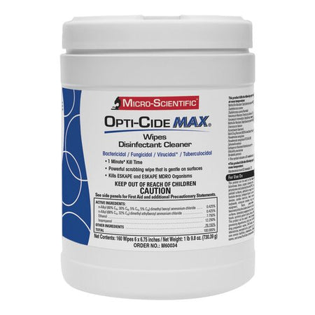Micro Scientific Opti-Cide Max Surface Disinfectant Cleaner, Alcohol Based, Alcohol Scent, NonSterile ,Each, 160/Wipes, 24oz/Spray, 1gal/Jug