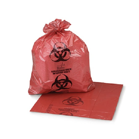 Medegen Ultra-Tuff Biohazard Bag, 1-2/10mil, 24" x 24", Red/Black Star Seal, Plastic, 250/Case, MAI45-50