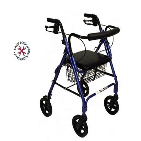 Roscoe Viverity ProBasics Deluxe Aluminum Rollator, 8" Wheels, Each, Blue, Blue Flame, Burgandy, Black