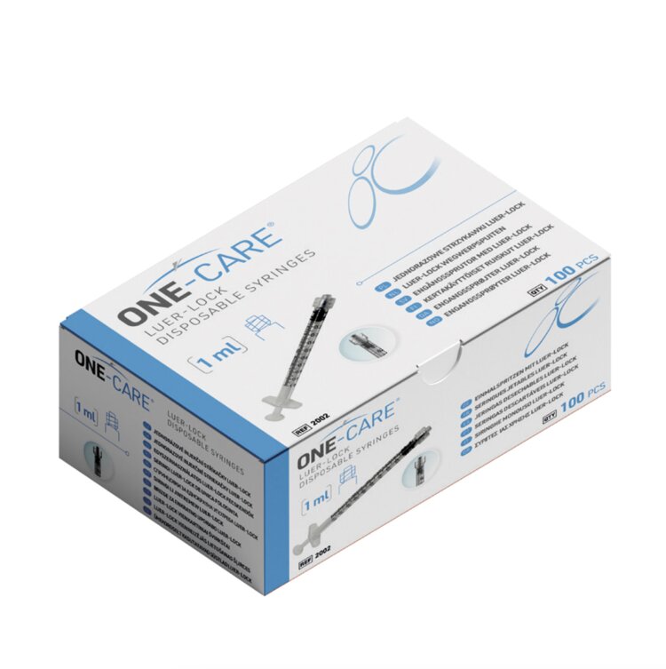 1 mL Syringe, Luer Lock, 3-part, Medivena 2002, 100/Box by Medvena product image