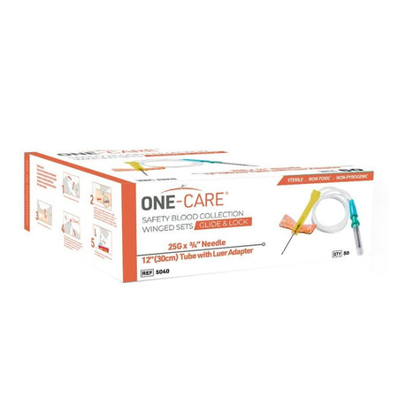 Medivena 5040 Safety Blood Collection Winged Sets 25G x 3/4'', ONE-CARE GLIDE & LOCK, Luer-Adapter