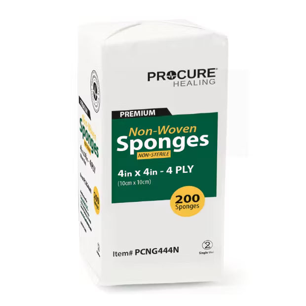 ProCure PCNG444N Nonwoven Gauze Sponges, 4"x4", 4-Ply, 200/Sleeve