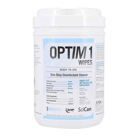 Optim 1 Surface Wipe Cleaner & Disinfectant, OPT1-W12, Canister 160/Cn by SciCan product image