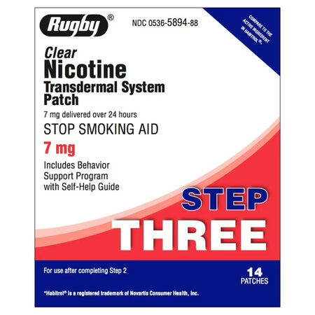 Major Pharmaceuticals 536589488 Rugby Clear 0536589488 Nicotine Transdermal System Patch Stop Smoking Aid
