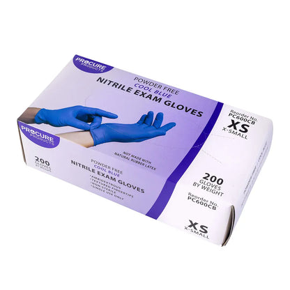 ProCure Cool Blue Nitrile Exam Gloves, PF, 3.5 mil. 200/box by ProCure product image - view 2