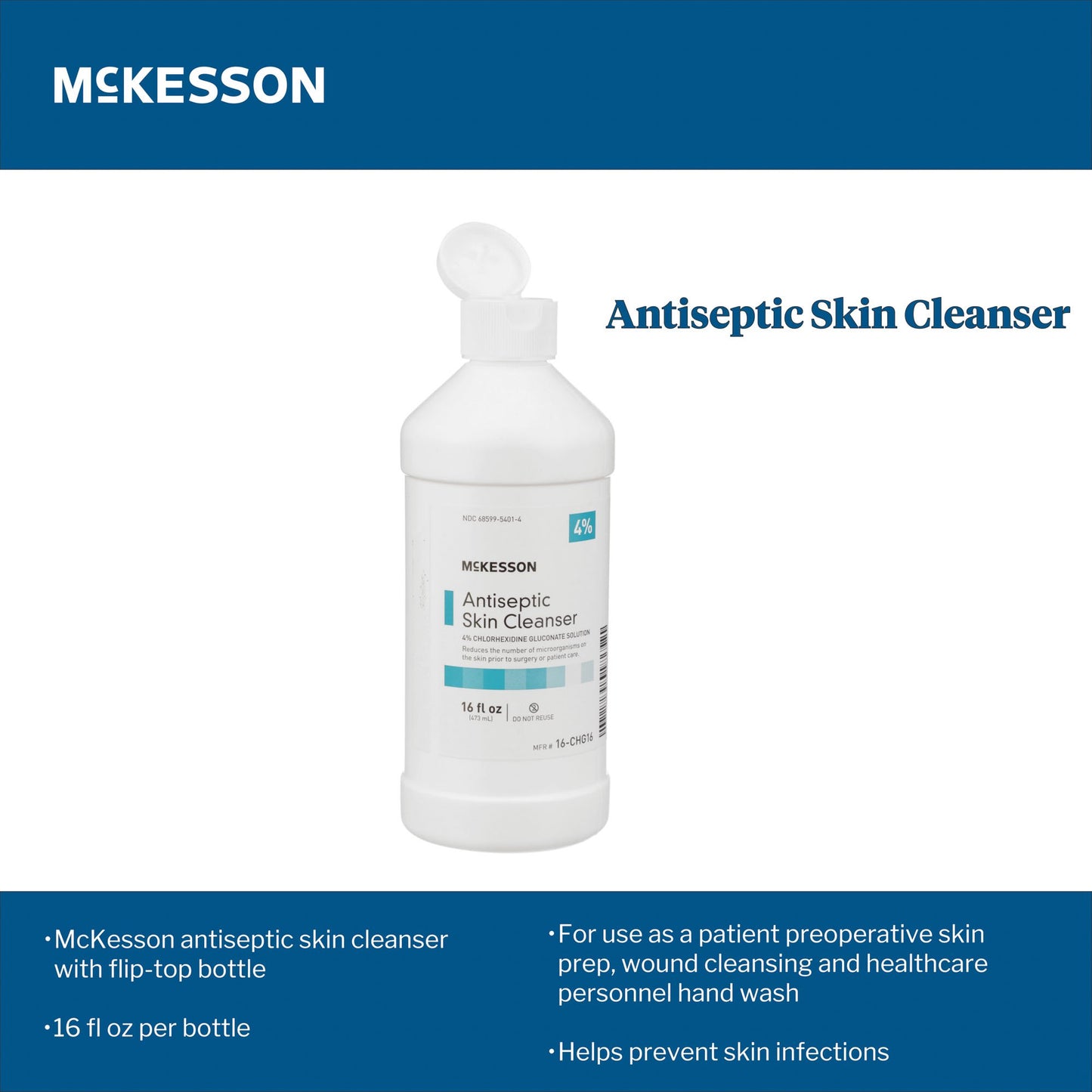 McKesson Antiseptic Skin Cleanser, 16-ounce Flip-Top Bottle