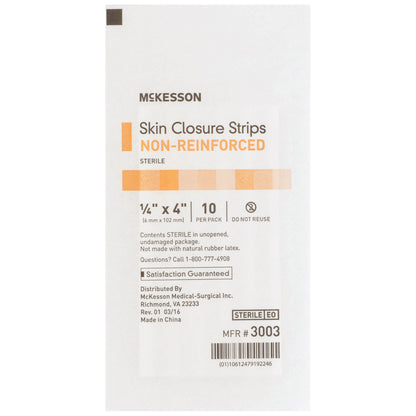 McKesson Non-Reinforced Skin Closure Strip, 1/4 x 4 in.