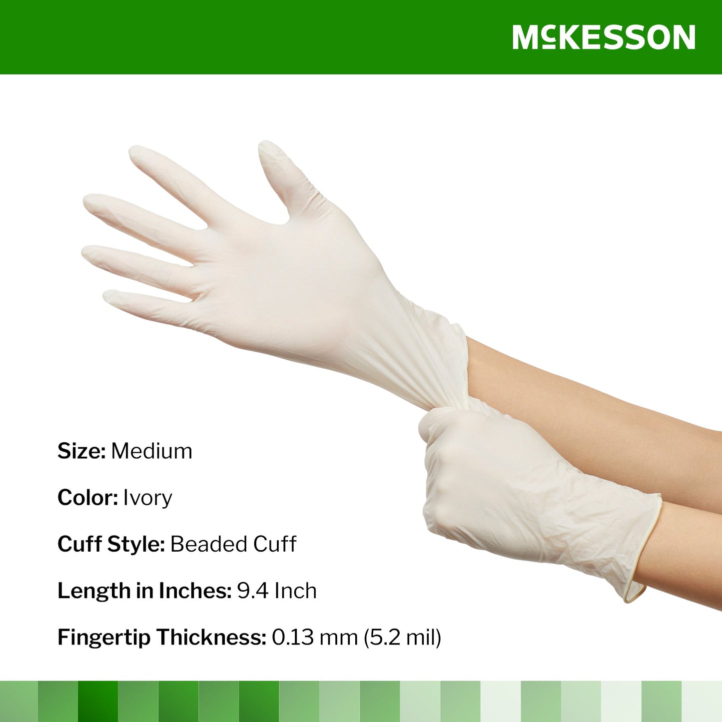 McKesson Confiderm® Latex Exam Glove, Medium, Ivory