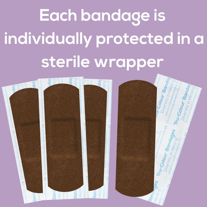 Tru-Colour Skin Tone Shade Fabric Bandage Adhesive Strip, Dark Brown, 1 x 3 Inch