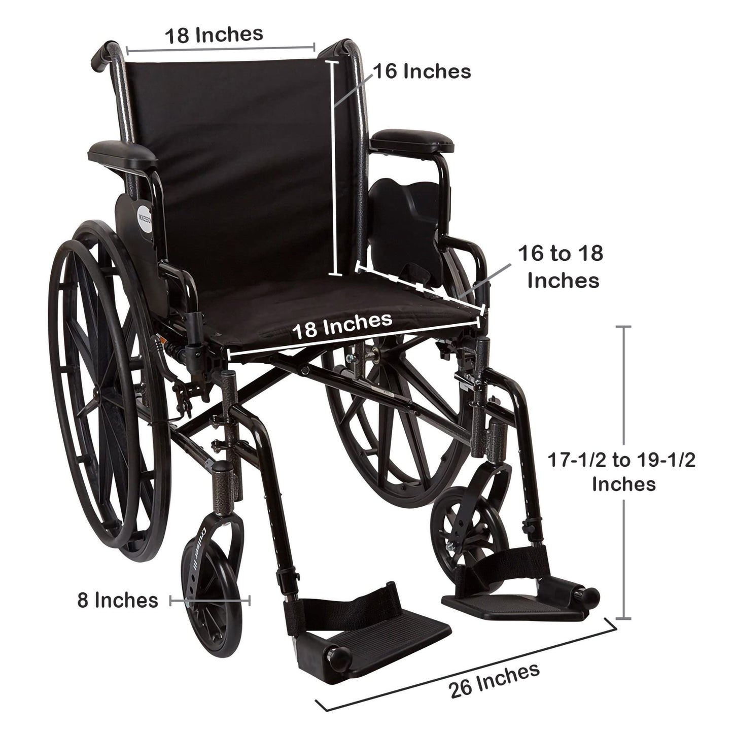 McKesson Lightweight Wheelchair, 18 Inch Seat Width