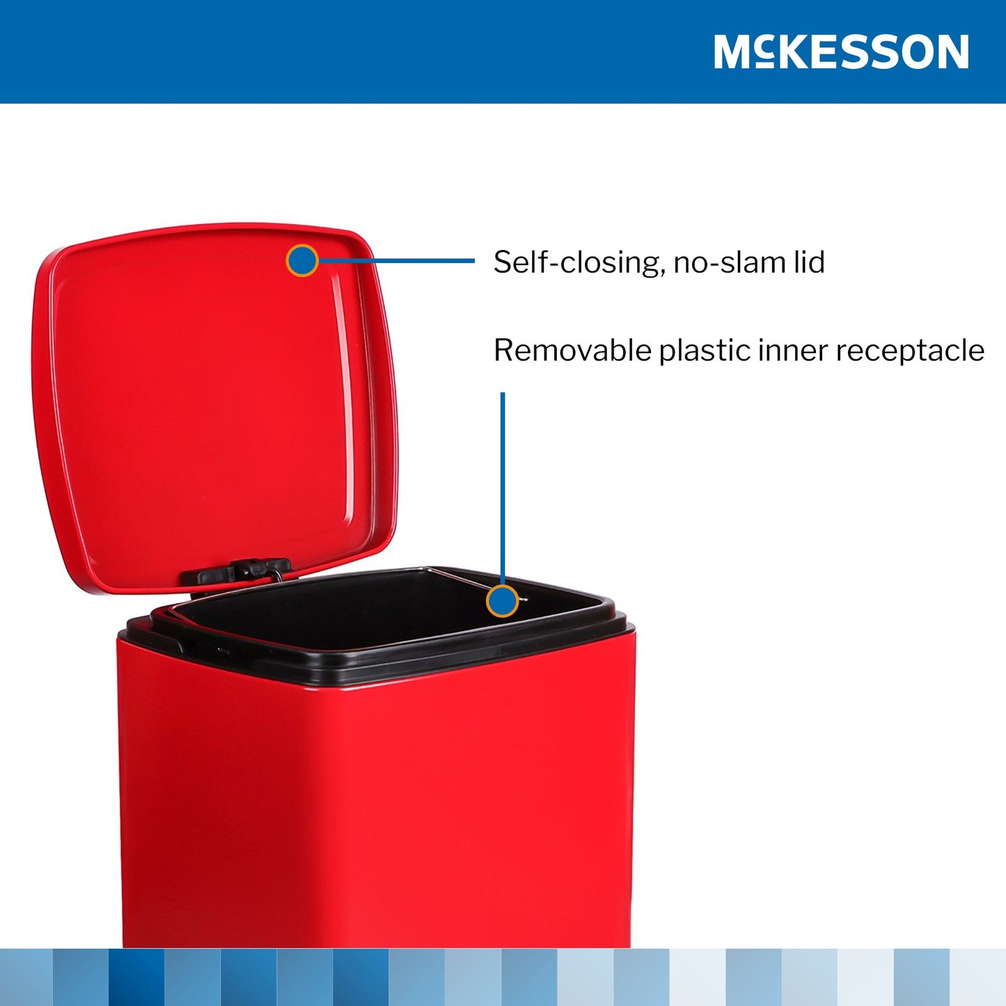 Trash Can McKesson 20 Quart / 5 gal. Red Metal Square