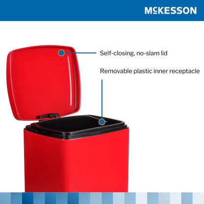 Trash Can McKesson 20 Quart / 5 gal. Red Metal Square
