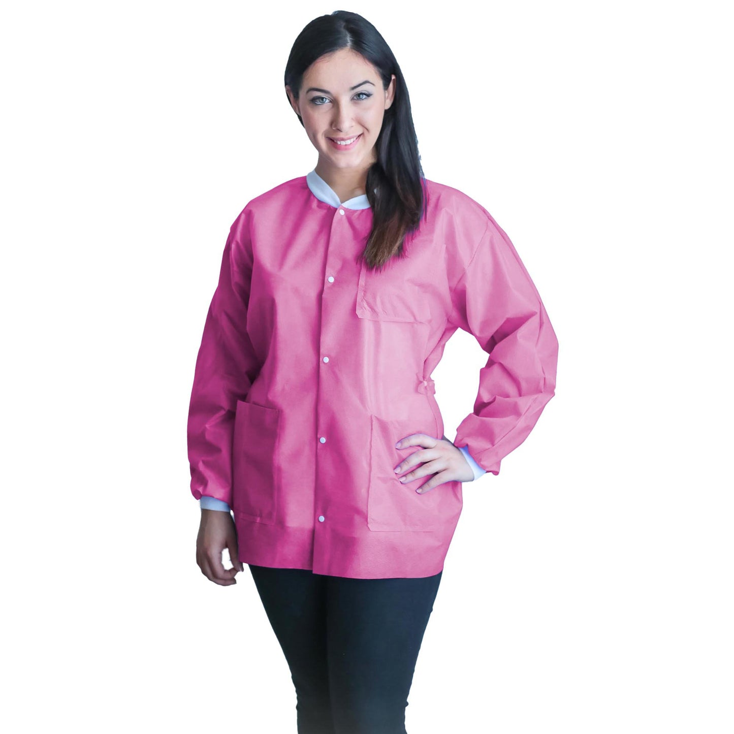 Lab Jacket FitMe™ Bubblegum Pink Small Hip Length 3-Layer SMS Disposable