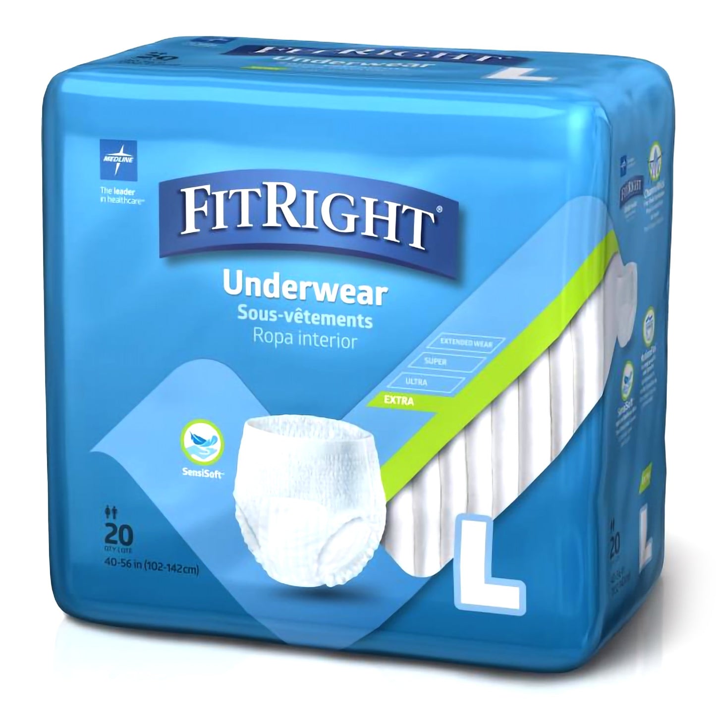 Absorbent Underwear FitRight® Extra Pull On with Tear Away Seams Adult Large Unisex Disposable Moderate Absorbency